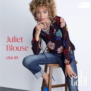 CAbi Juliet Floral Ruffle Blouse Style 3859 Size M Plum Multicolor Print EUC